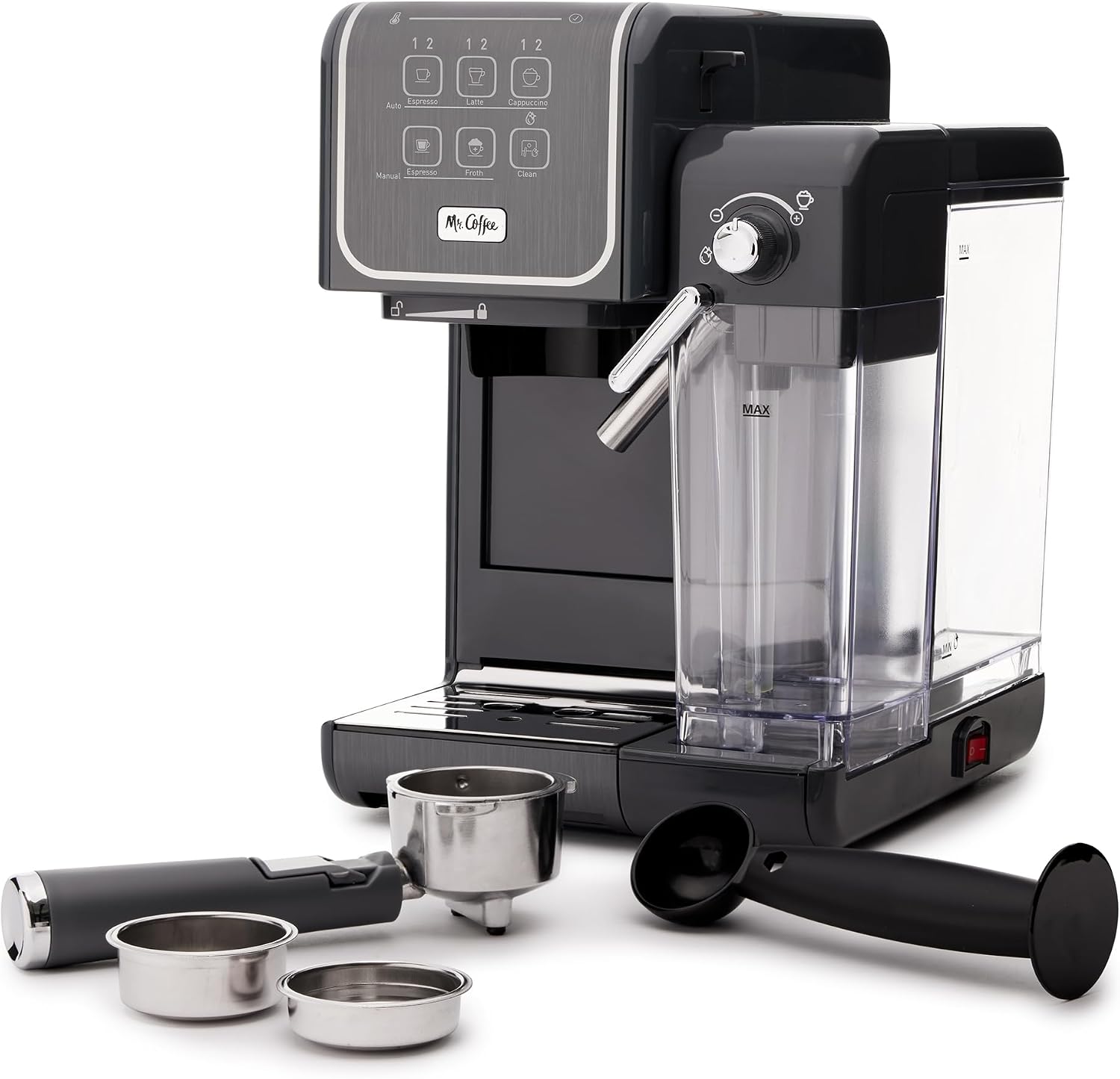 Mr. Coffee One-Touch CoffeeHouse+ Espresso, Cappuccino, and Latte Maker Home Coffee Machine with 19-Bar Italian Pump, and Milk Frother