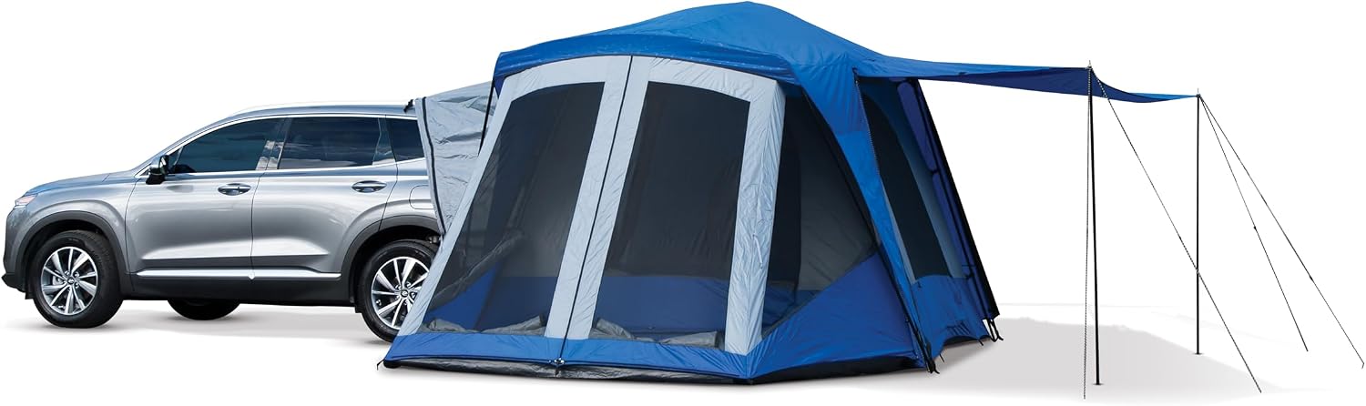 Napier Sportz SUV Tent – 10’x10′ Vehicle Tent with 7’x6′ Screen Room & Awning, Fits CUVs/SUVs/Minivans, Sleeps 6, Blue/Gray
