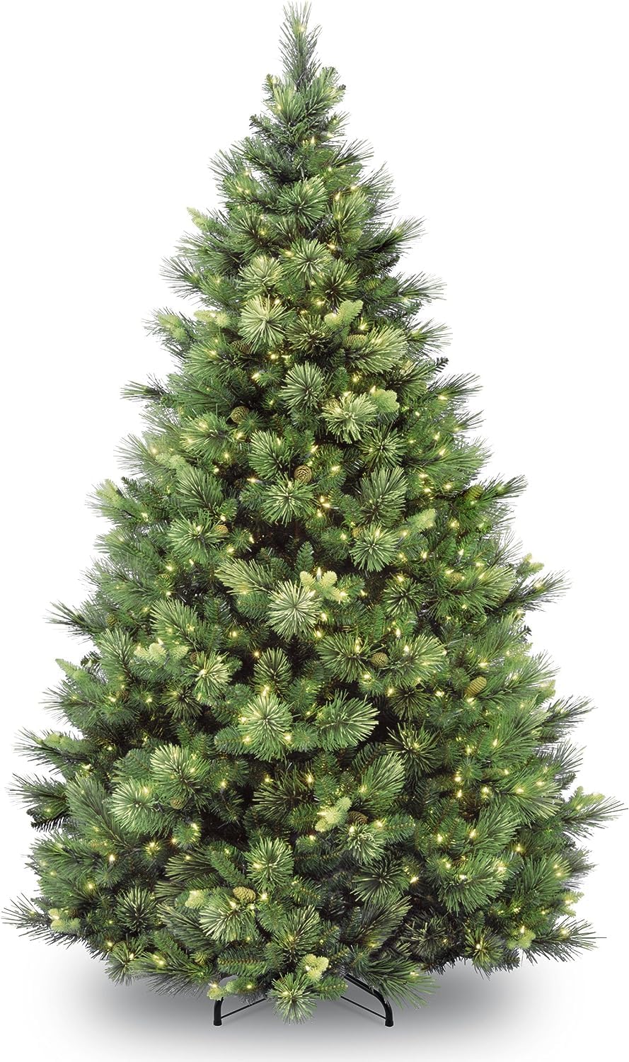 National Tree Company 6.5 ft Pre-Lit Carolina Pine Artificial Christmas Tree, 650 Clear Lights, 911 Tips, Pinecones, Includes Stand, Green