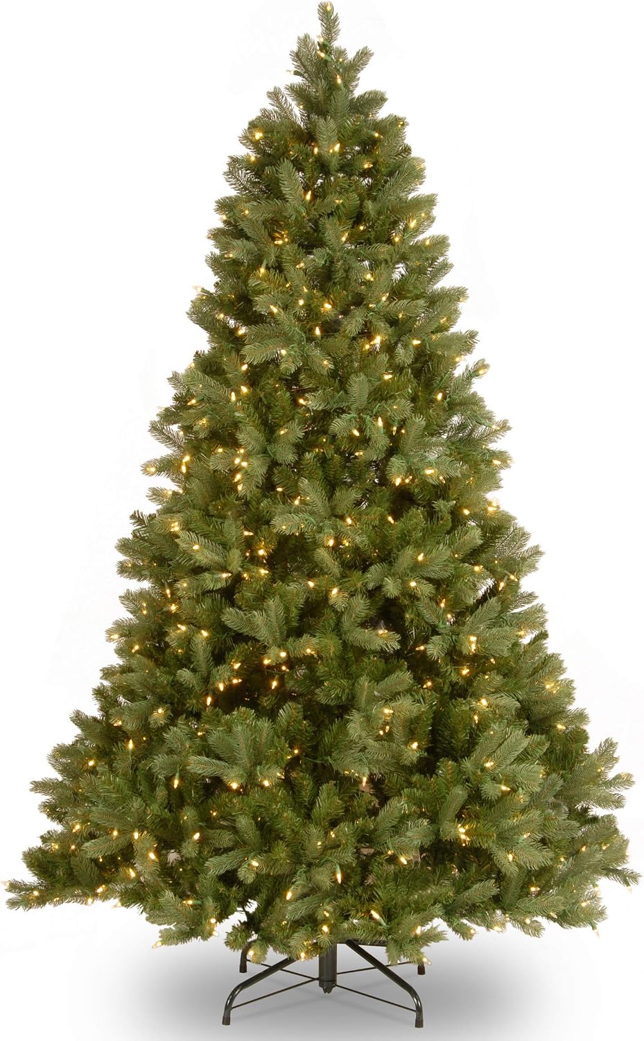 National Tree Company 6.5 ft Pre-Lit Tiffany Fir Slim Artificial Christmas Tree, 500 Clear Lights, 1,462 Tips, Includes Stand, Green