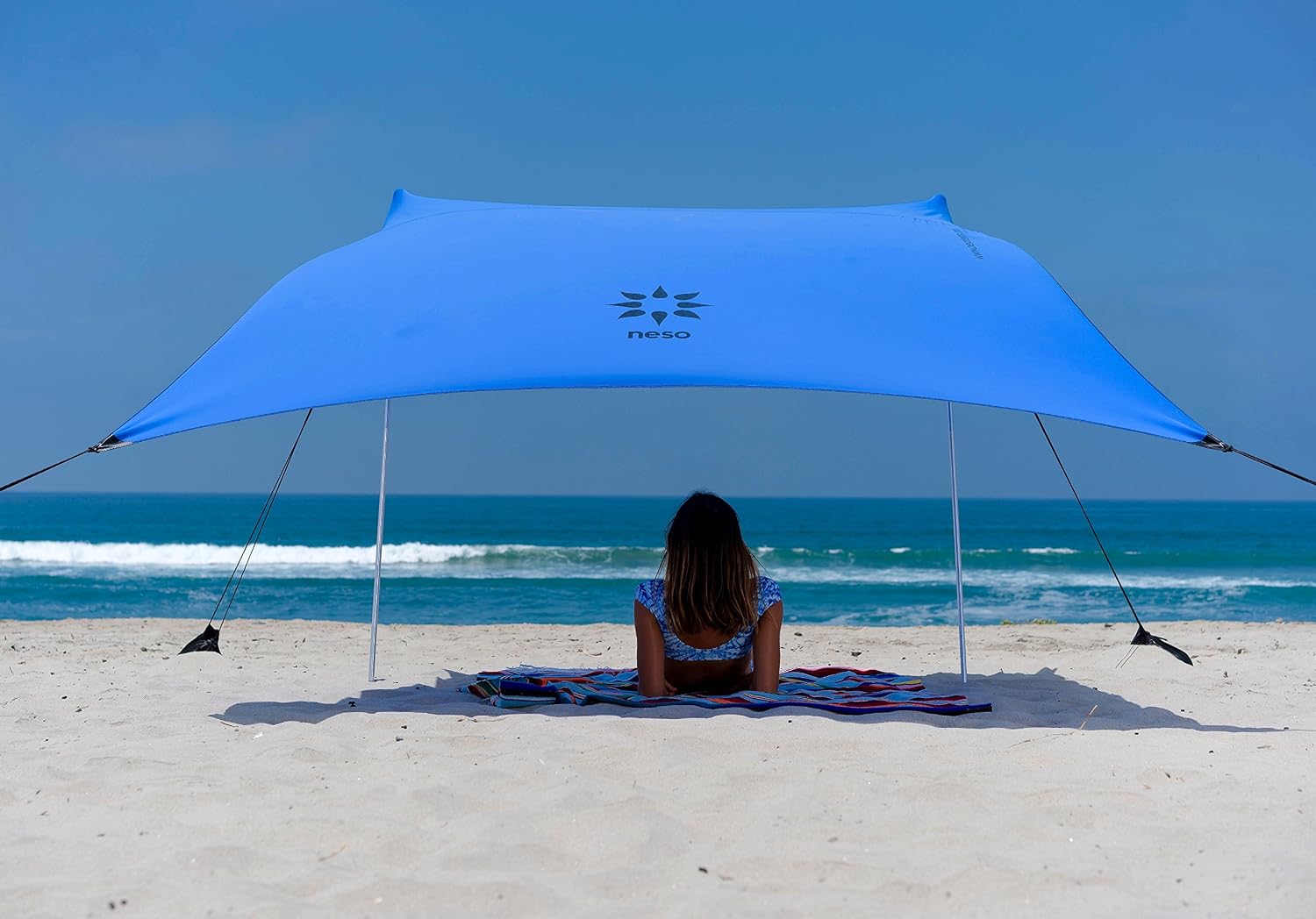 Neso Tents Beach Tent with Sand Anchor, Portable Canopy Sunshade – 7′ x 7′ – Patented Reinforced Corners – Periwinkle Blue