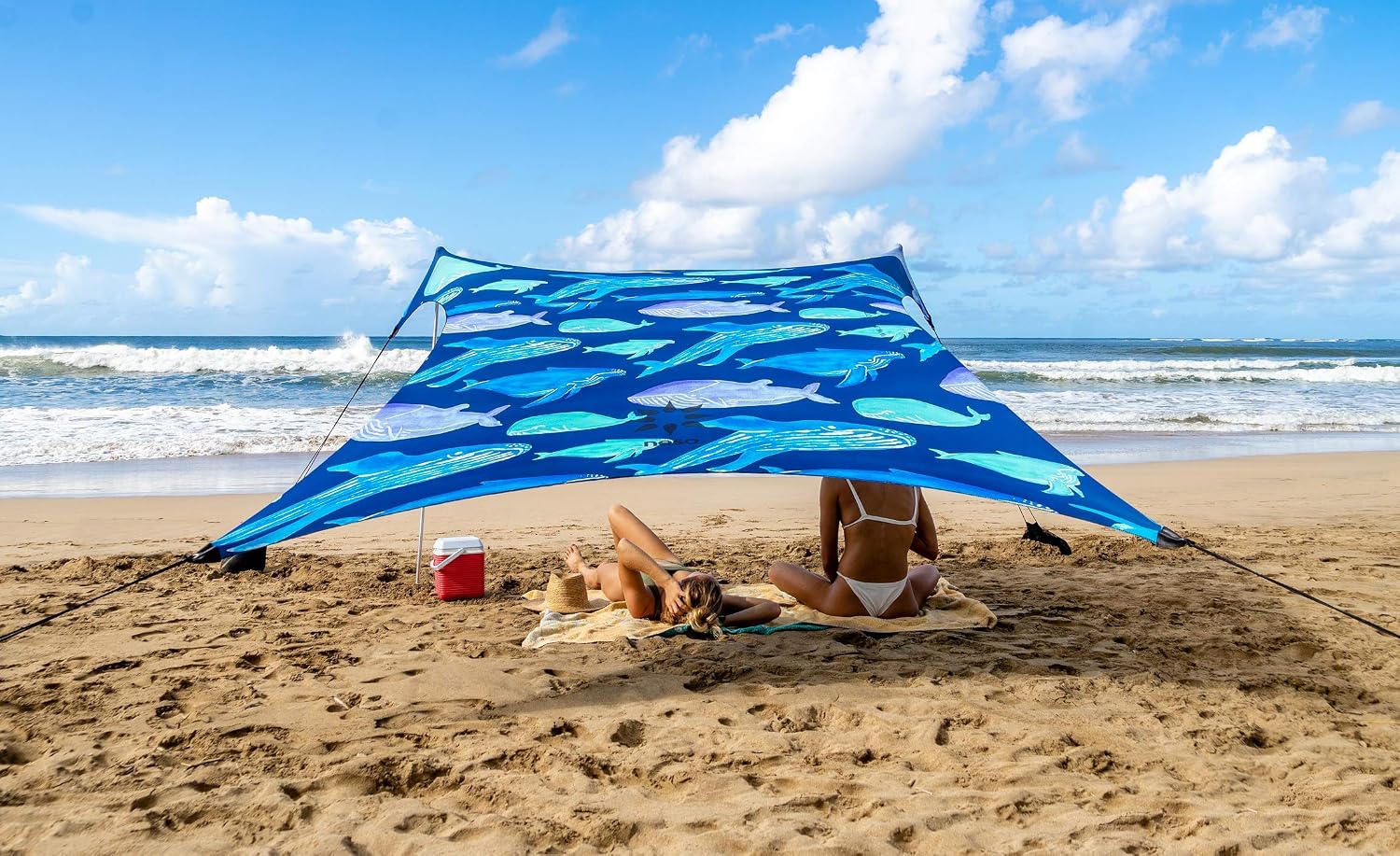 Neso Tents Beach Tent with Sand Anchor, Portable Canopy Sunshade – 7′ x 7′ – Patented Reinforced Corners – Whales
