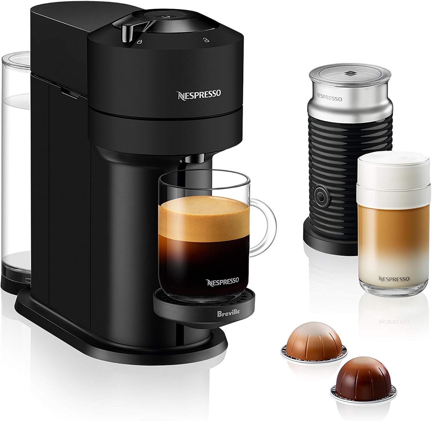 Nespresso BNV550MTB Vertuo Next Espresso Machine with Aeroccino by Breville, Black Matte