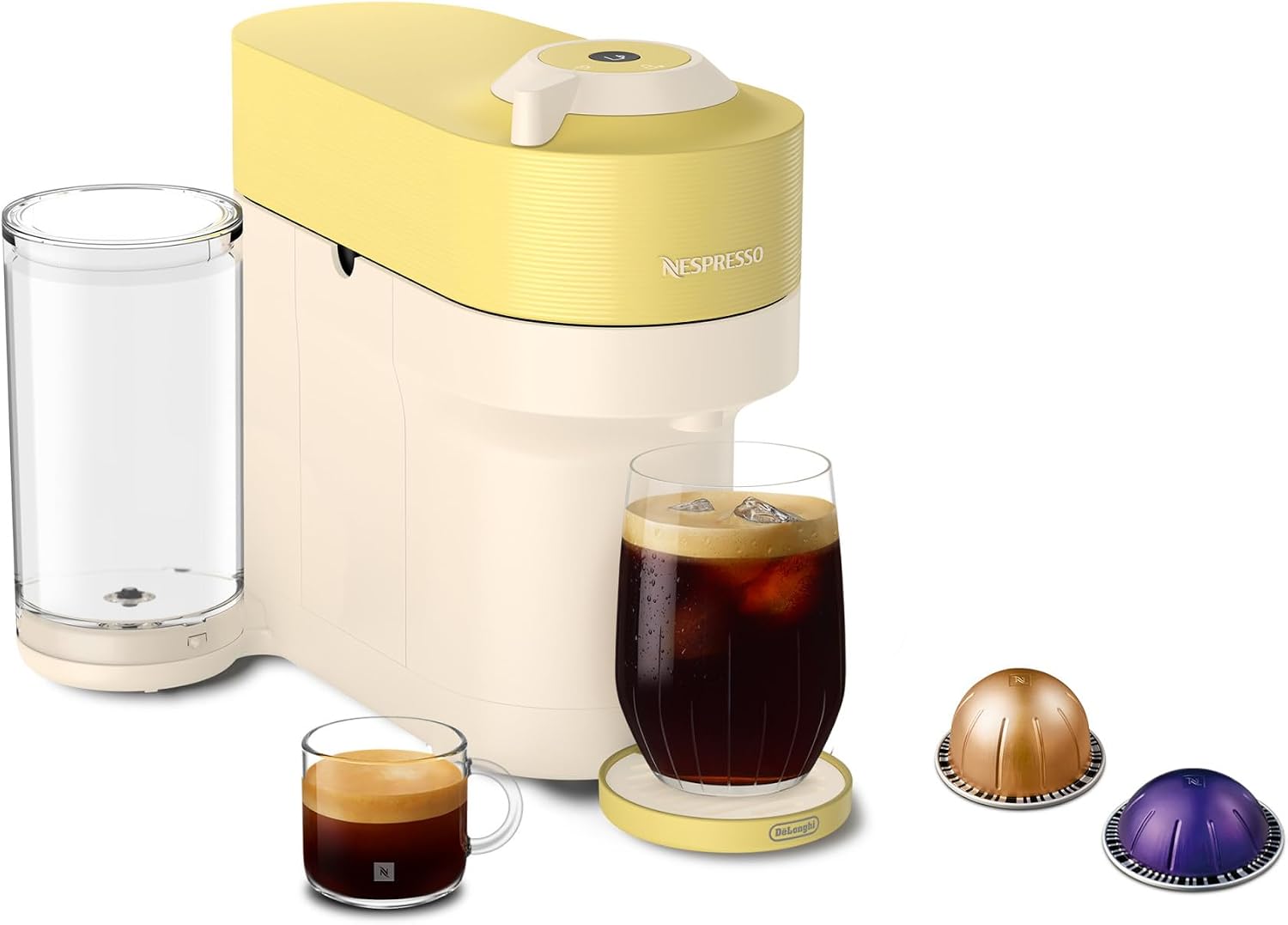 Nespresso Limited-Edition Vertuo Pop+ Coffee and Espresso Maker by De’Longhi, Pastel Yellow