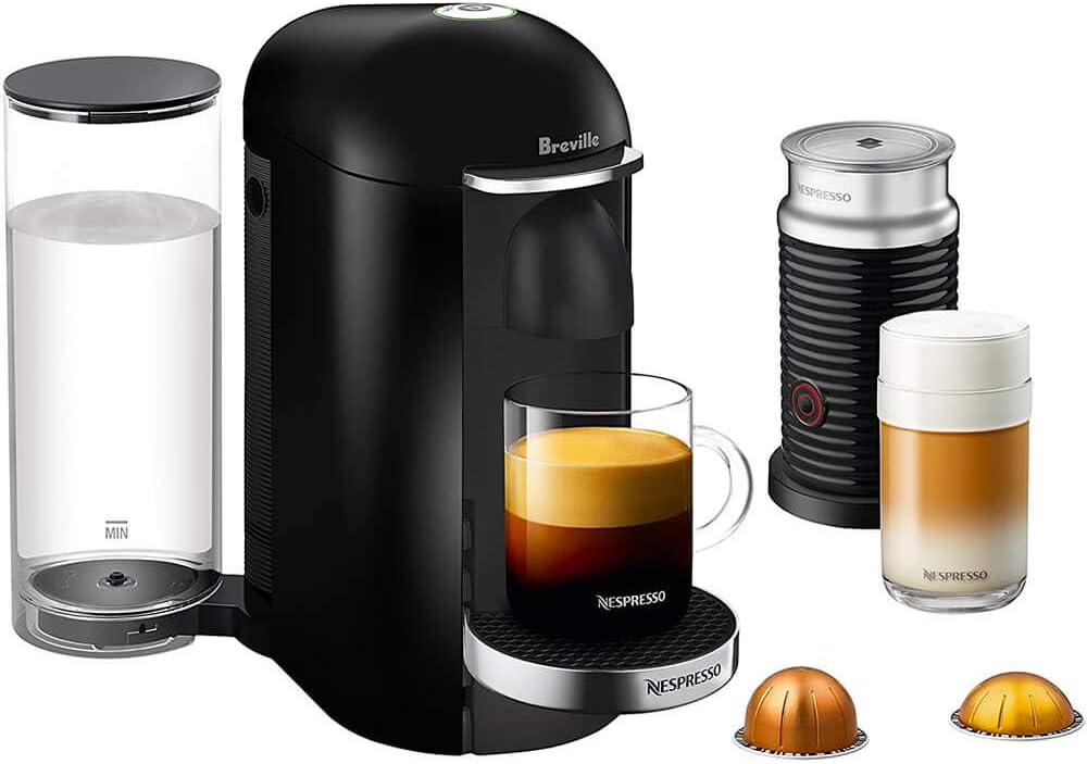 Nespresso Vertuo Plus Deluxe Coffee and Espresso Maker by Breville, Piano Black with Aeroccino Milk Frother