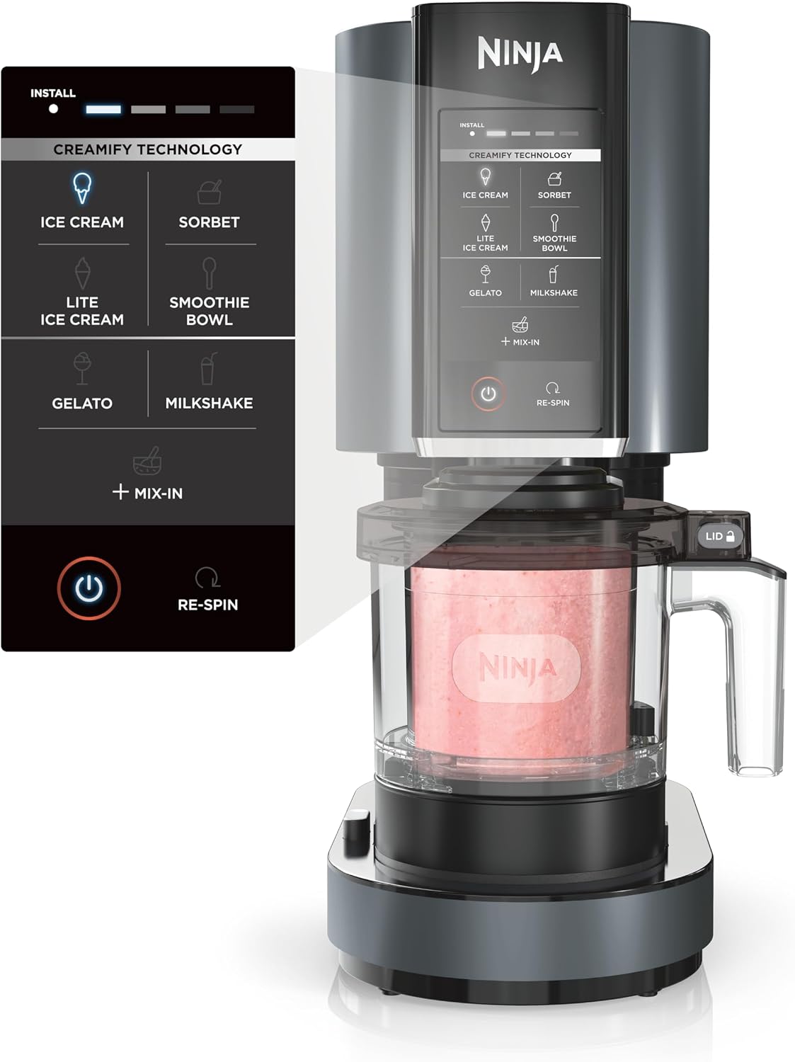 Ninja CREAMi 7 in 1 Ice Cream Maker – Create Ice Cream, Gelato, Sorbet, Milkshakes, Smoothie Bowls & More, Compact, Black – NC299AMZ