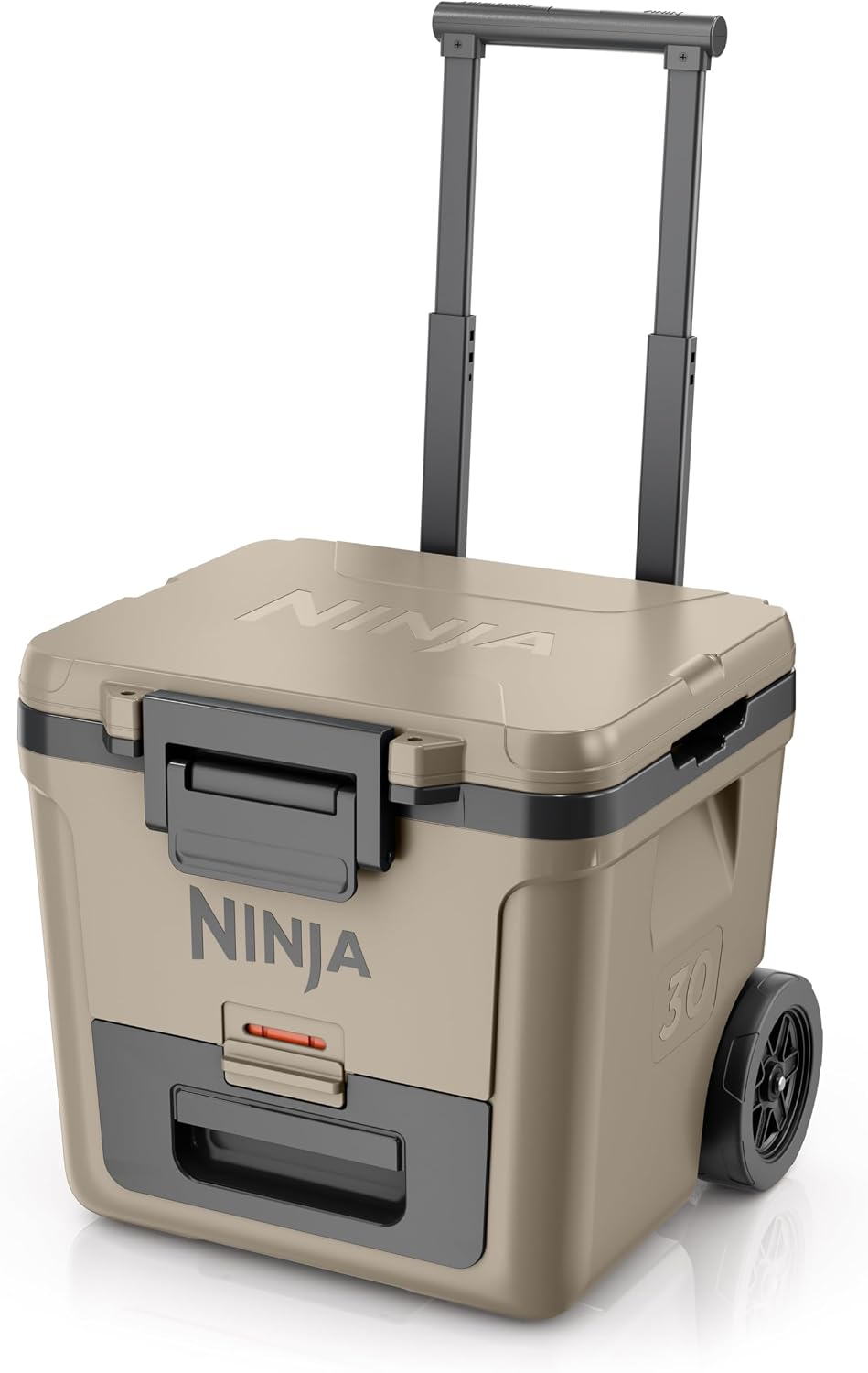 Ninja FrostVault 30qt Wheeled Cooler with Dry Zone, Integrated Fridge-Temp Dry Storage Drawer, Premium Heavy-Duty Insulated Cooler, Beige