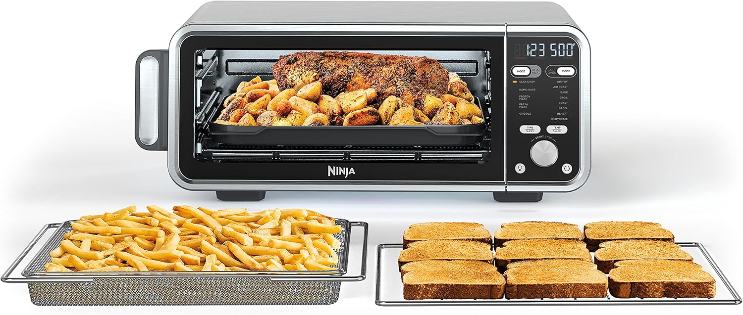 Ninja SP301 Dual Heat 13-in-1 Air Fry Oven – XL Capacity, Extended Height, Flip-Away Design, Includes Basket, SearPlate & Tray