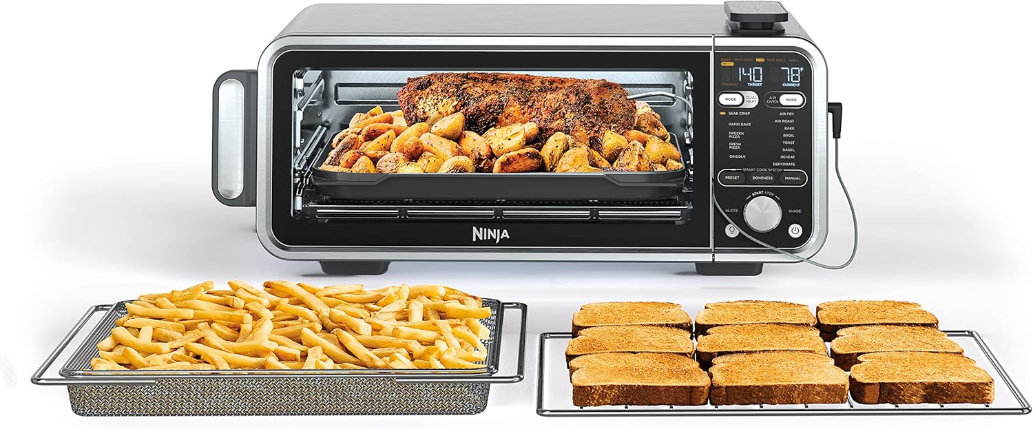 Ninja SP351 Foodi 13-in-1 Air Fryer Oven – Toaster Combo, Thermometer, Flip-Away, Stainless Steel, Quick Meals, Less Oil