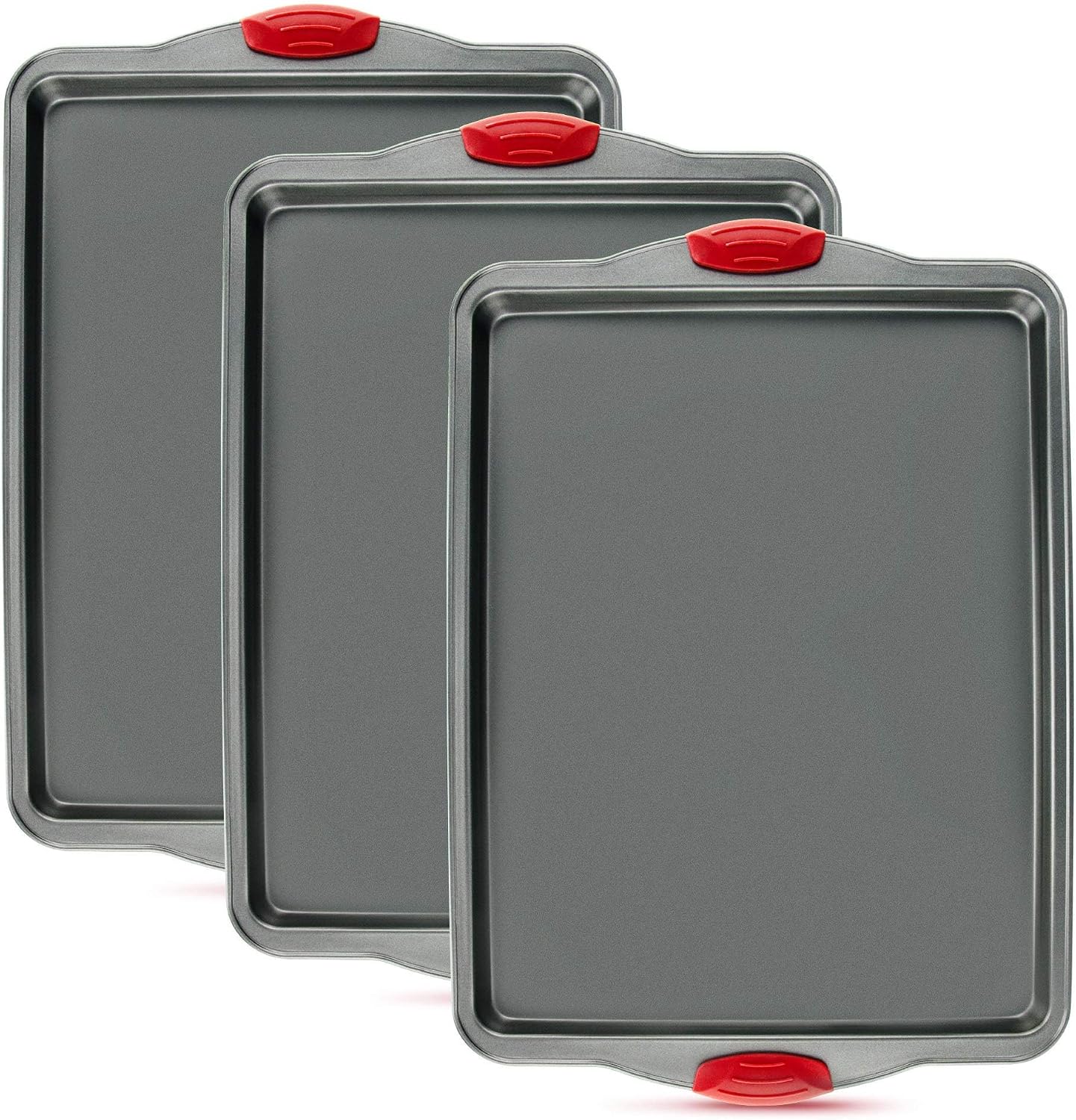 Nonstick Baking Sheet Tray Set of 3 – These Cookie Sheet Pans are Non-toxic, Dent, Warp, and Rust Resistant