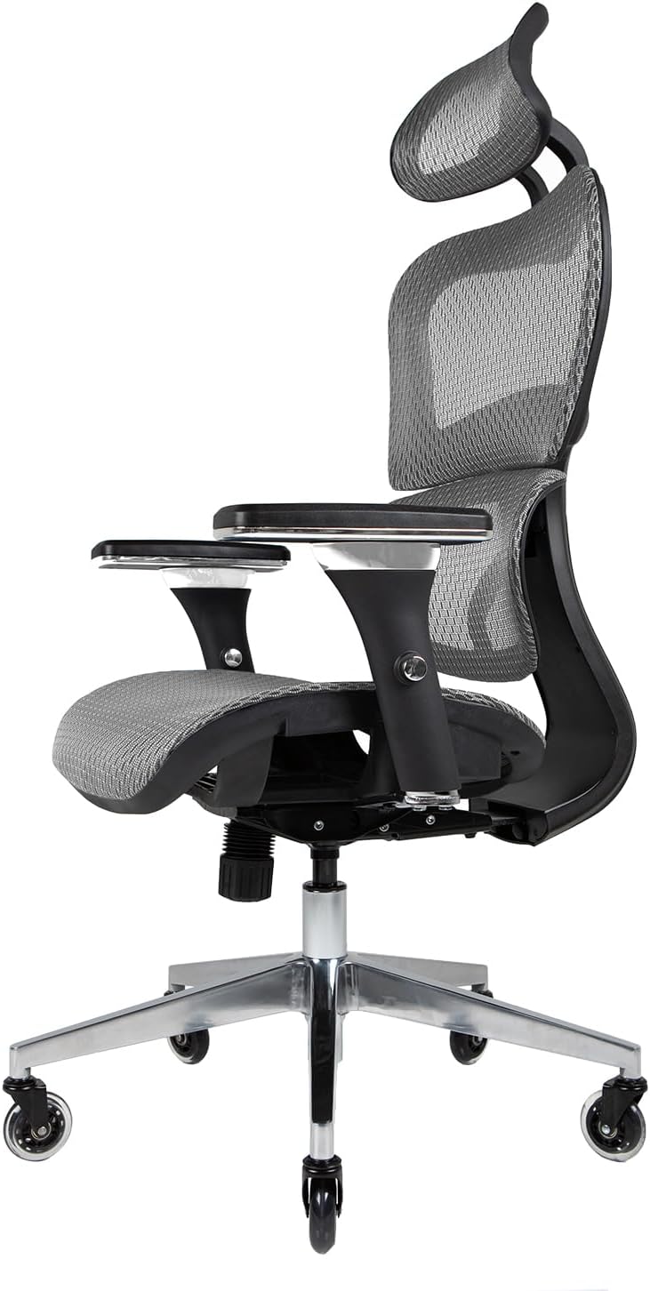 Nouhaus Ergo3D Ergonomic Office Chair Lumbar Support Mesh Office Chair, Grey