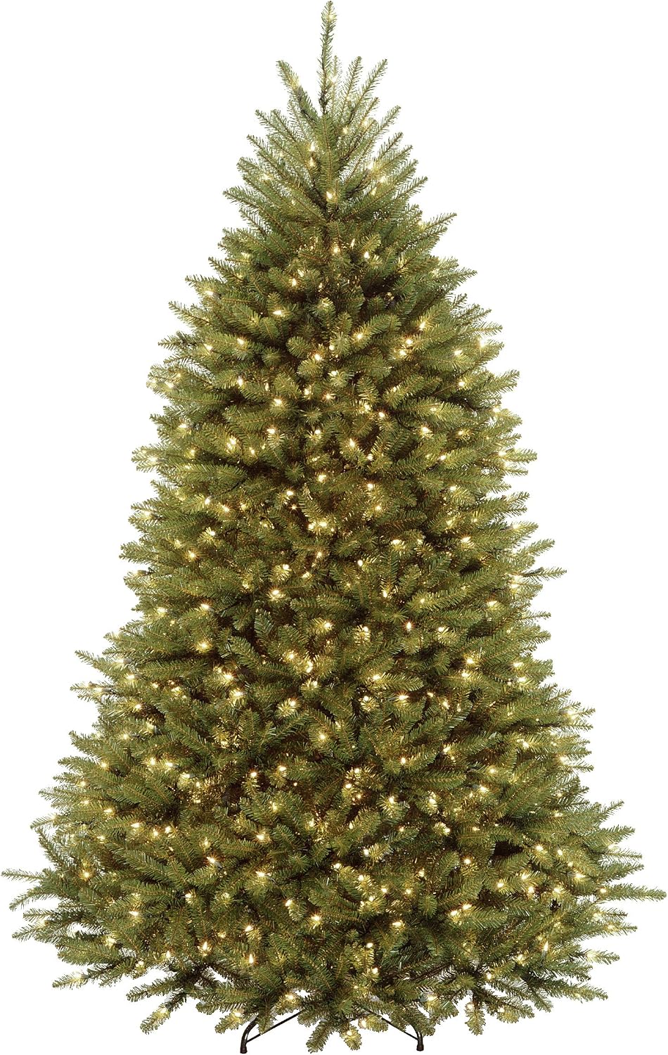 NTC 7.5 ft Pre-Lit Dunhill Fir Artificial Christmas Tree, 700 LED Lights, 2,514 Tips, PowerConnect, Foot Pedal, 10 Light Functions, Includes Stand