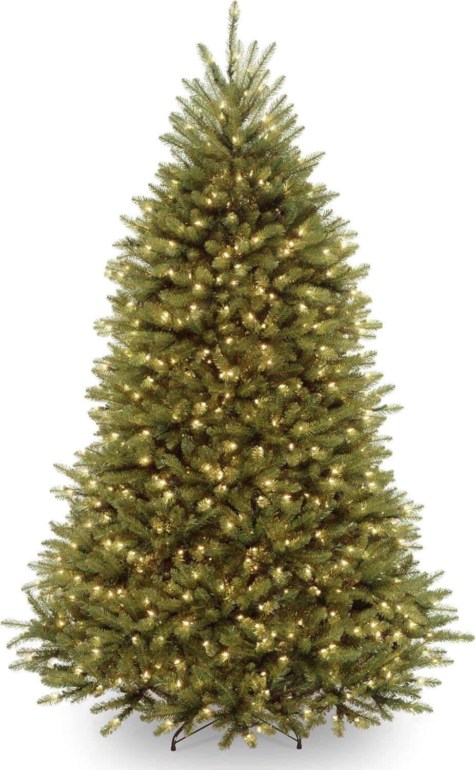 NTC 7 ft Pre-Lit Dunhill Fir Artificial Christmas Tree, 650 LED Lights, 2,144 Tips, PowerConnect, Foot Pedal, 10 Light Functions, Includes Stand