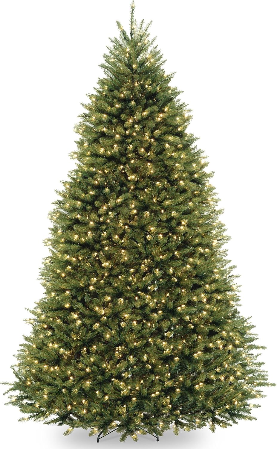 NTC 9 ft Pre-Lit Dunhill Fir Artificial Christmas Tree, 900 LED Lights, 4,029 Tips, PowerConnect, Foot Pedal, 10 Light Functions, Includes Stand