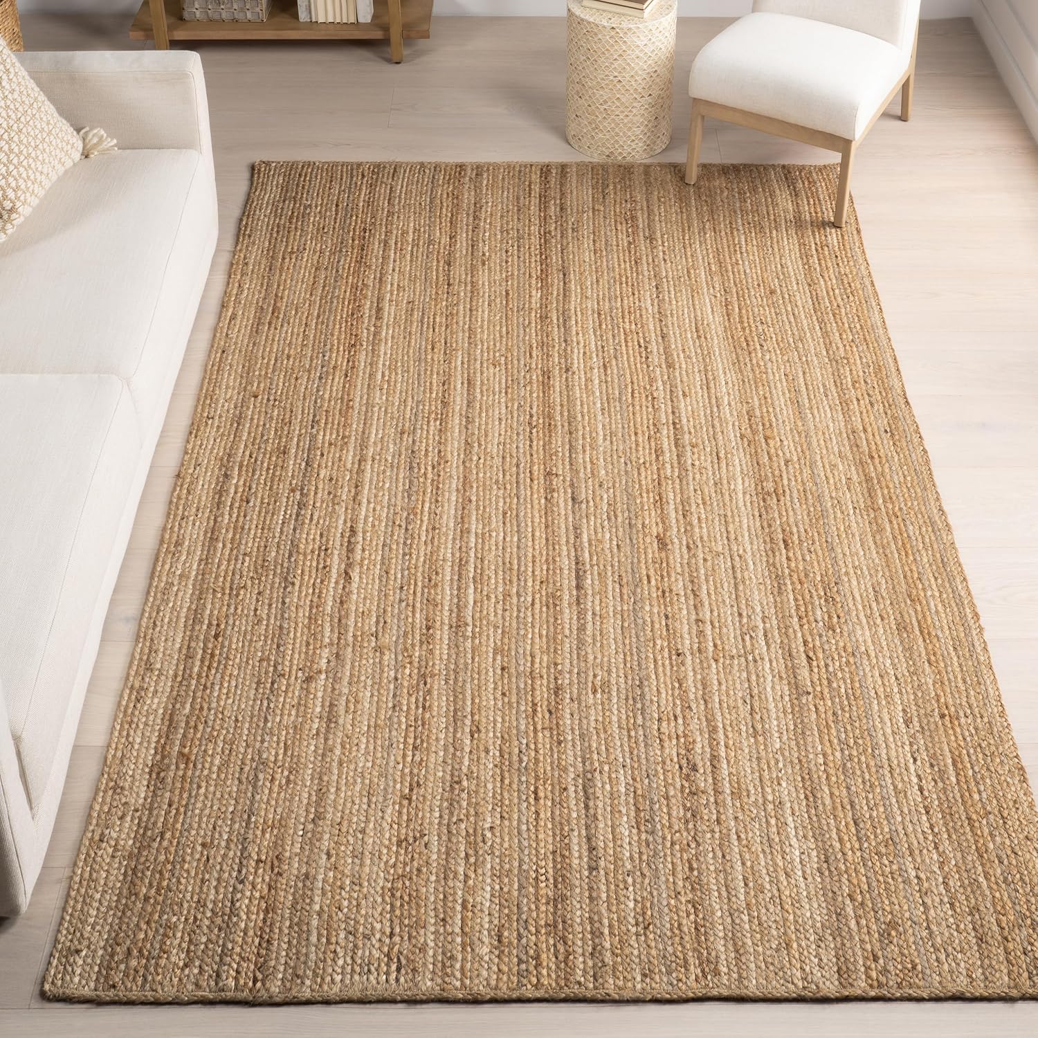 nuLOOM Rigo Jute 12×15 Hand Woven Area Rug – Natural Fiber Solid Farmhouse Design for Living Room, Bedroom, Dining