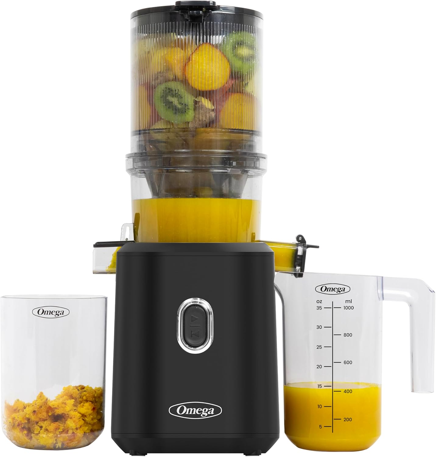 Omega Cold Press Juicer Time Saving Series Slow Masticating for Batch Juicing Vegetable and Fruit Juice Extractor with Extra Large Hopper, Black