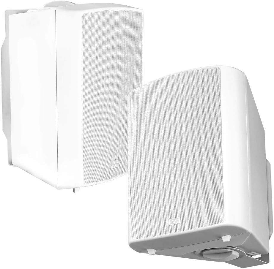 OSD 8″ Outdoor Patio Speaker Pair 180W, Weatherproof IP54 Rated Aluminum Grilles, White AP840