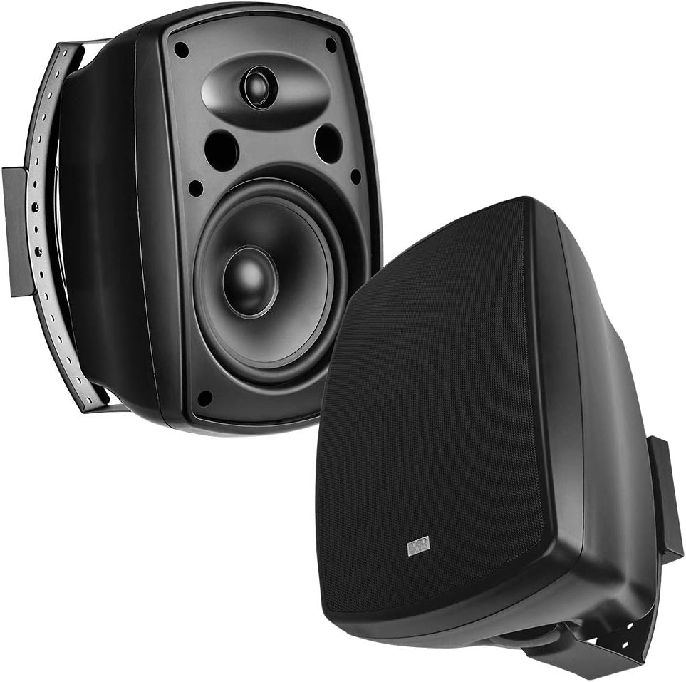 OSD 8″ Outdoor Patio Speaker Pair 200W, Full Motion Bracket, Weatherproof IP54 Rated, Aluminum Grilles, Black AP850