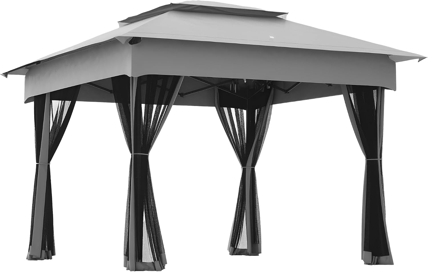 Outsunny 11′ x 11′ Pop Up Canopy, Outdoor Patio Gazebo Shelter with Removable Zipper Netting, Light Gray
