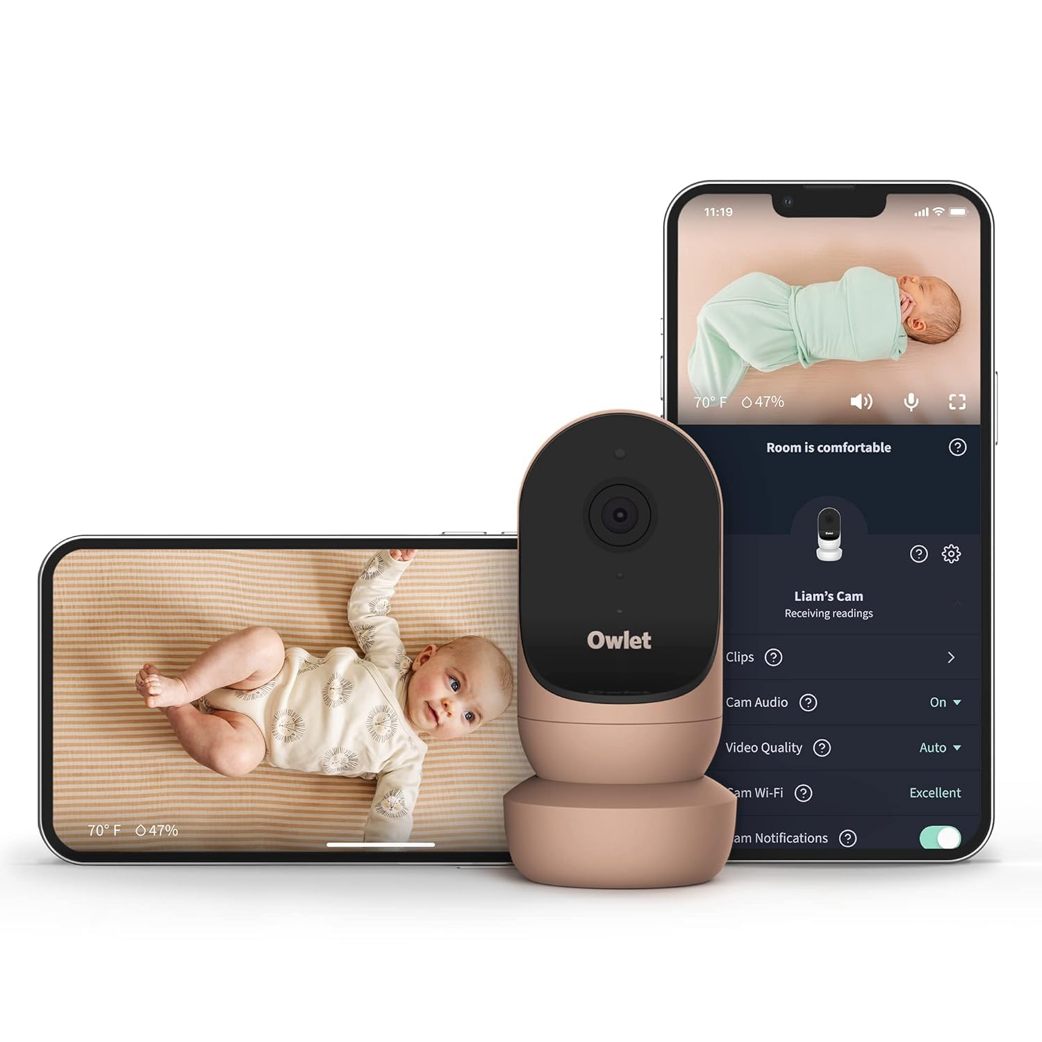 Owlet Cam 2 Smart Baby Monitor, HD Video & Audio, Night Vision, 4X Zoom, Wide Angle, Motion & Cry Alerts – Dusty Rose