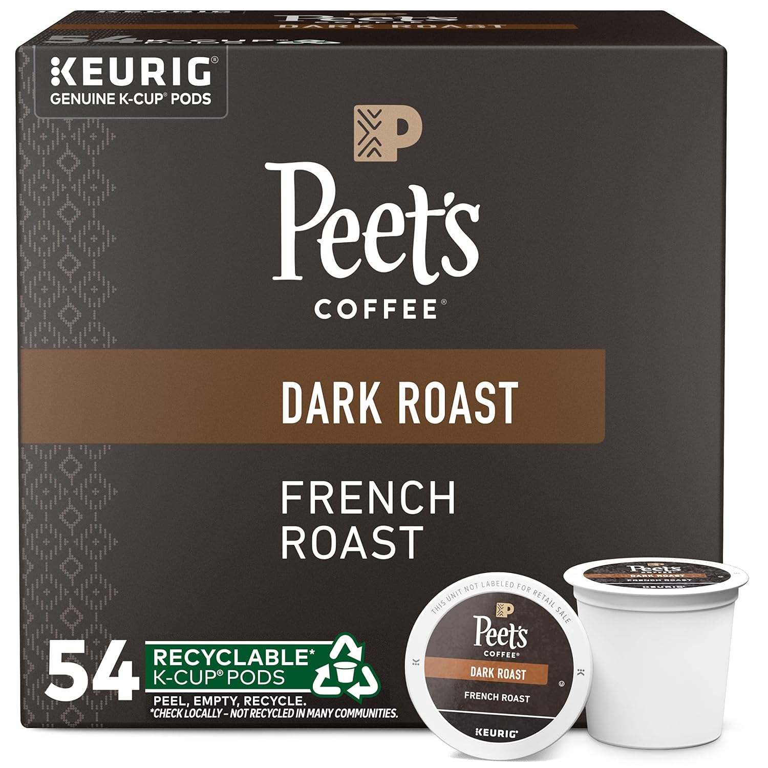 Peet’s Coffee, Dark Roast K-Cup Pods for Keurig Brewers – French Roast 54 Count (1 Box of 54 K-Cup Pods)