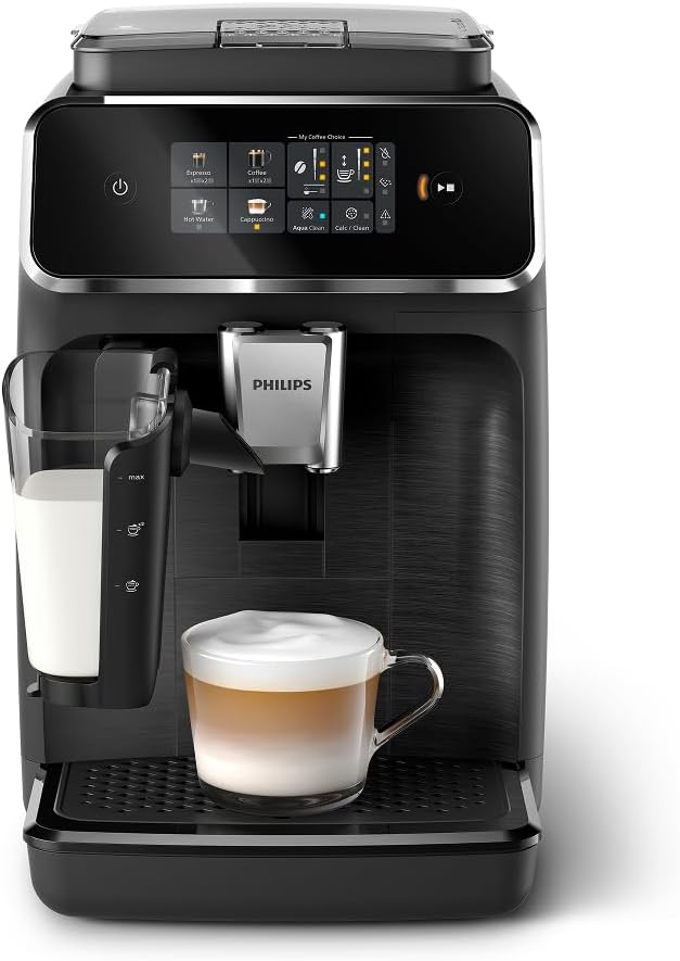 Philips 2300 Series Fully Automatic Espresso Machine with LatteGo milk system and integrated grinder, 15-Bar Pressure, Matte Black