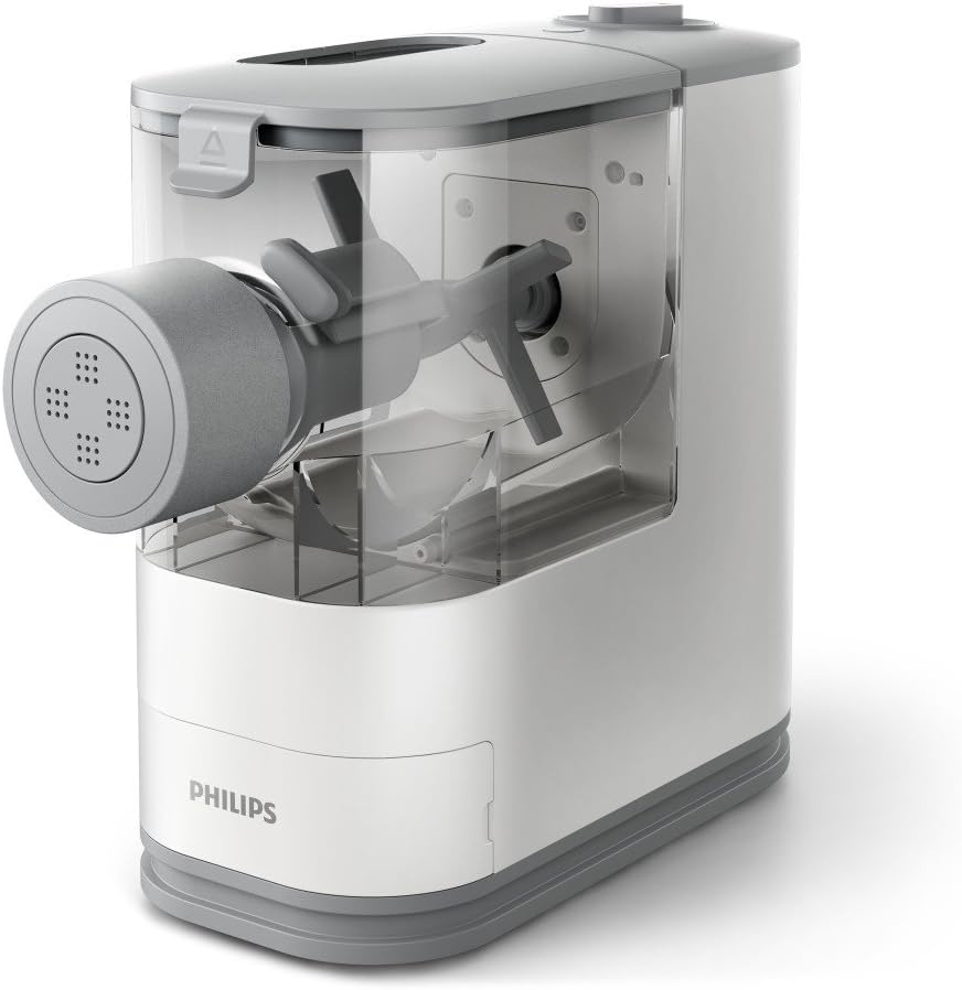 Philips Kitchen Appliances Compact Pasta and Noodle Maker, Viva Collection, Comes with 3 Default Classic Pasta Shaping Discs, Fully Automatic, White