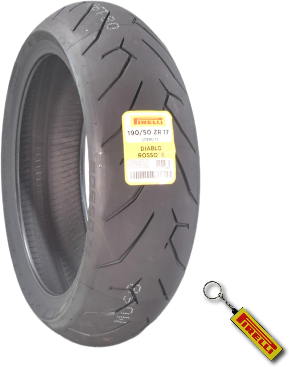Pirelli Diablo Rosso II 190/50ZR17 M/C (73W) TL Rear Motorcycle Tire – High Performance, Durable, Reliable: Sport Performance for Road Use w Keychain