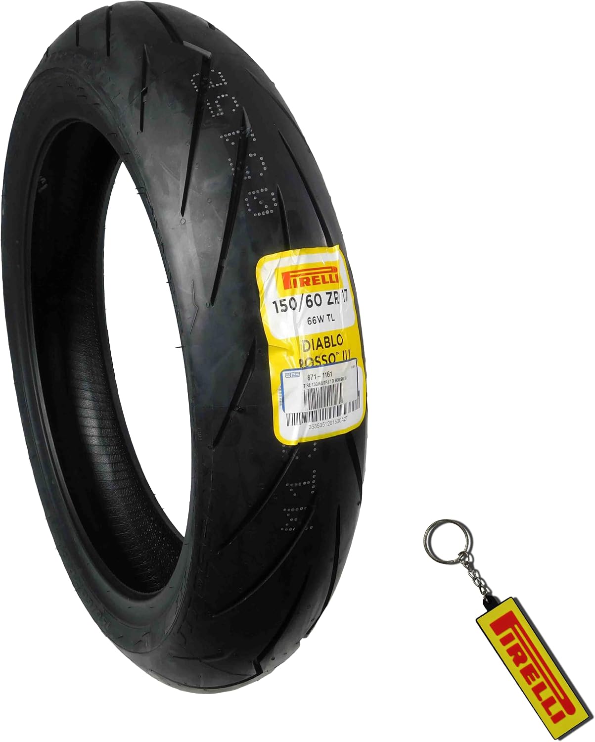 Pirelli Diablo Rosso III 150/60ZR17 66H Rear Motorcycle Tire – High Performance, Durable, & Reliable Tire for Sport/Street Bikes with Keychain