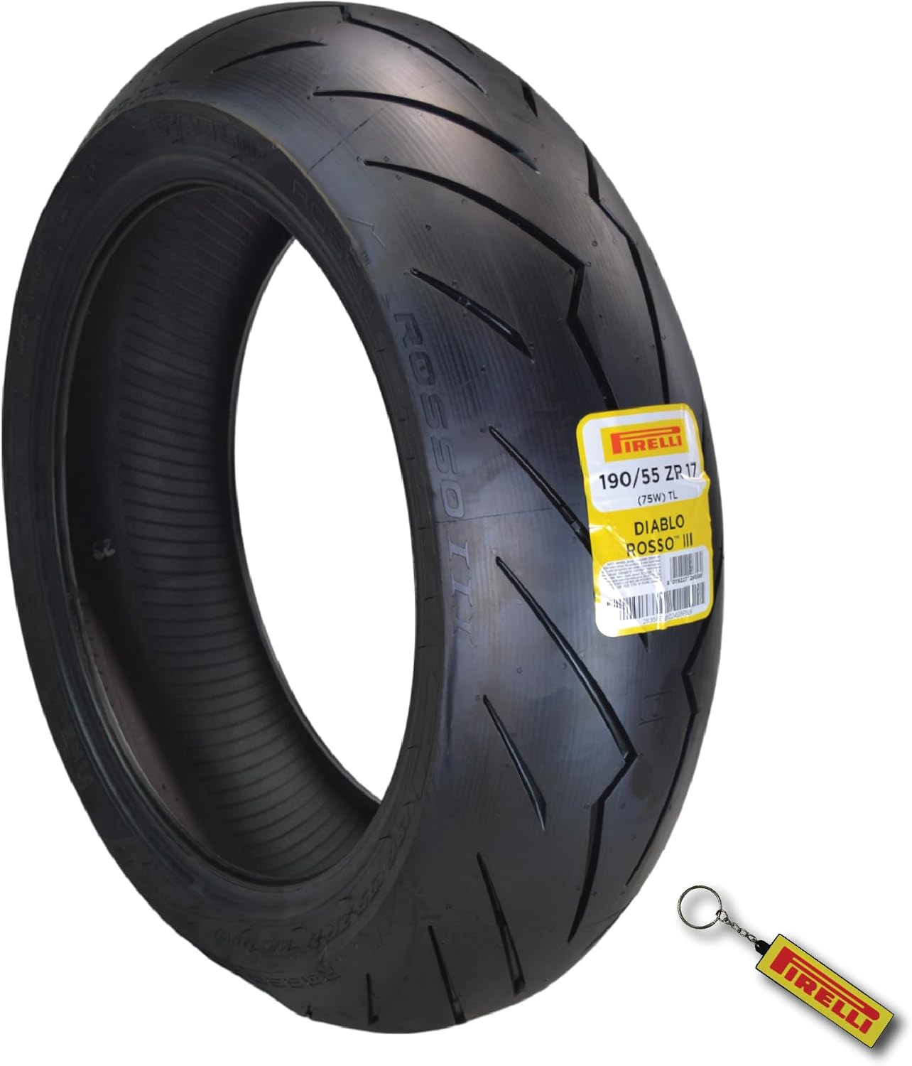Pirelli Diablo Rosso III 190/55ZR17 75W Rear Motorcycle Tire – High Performance, Durable, & Reliable Tire for Sport/Street Bikes with Keychain