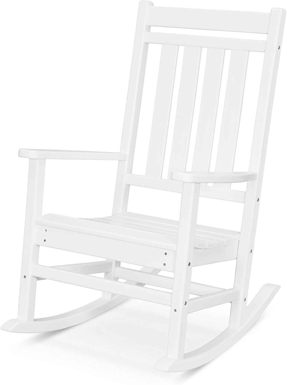 POLYWOOD Estate Rocking Chair, Heavy Duty HDPE Lumber Outdoor Porch Rocker, All-Weather Patio Furniture, Fade Proof – White