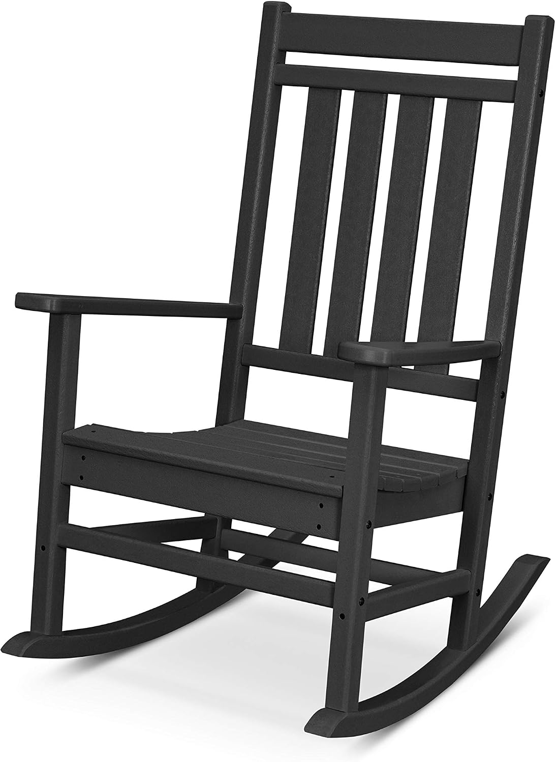 POLYWOOD Estate Rocking Chair, Outdoor Porch Rocker, All-Weather HDPE Patio Furniture, Adult Size – Black