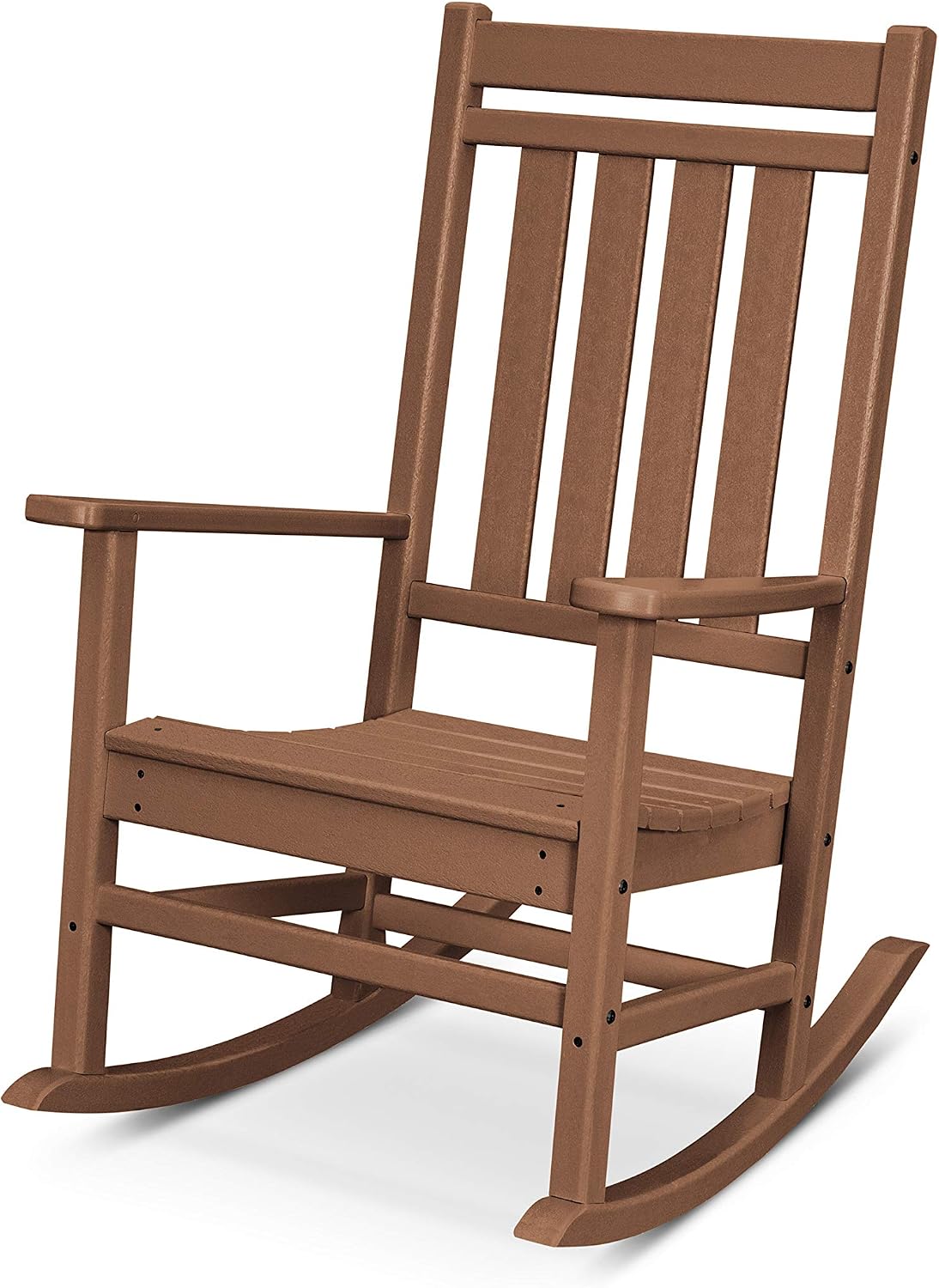 POLYWOOD Estate Traditional Porch Rocking Chair, Outdoor Rocker, Fade-Proof Recycled Lumber – Teak