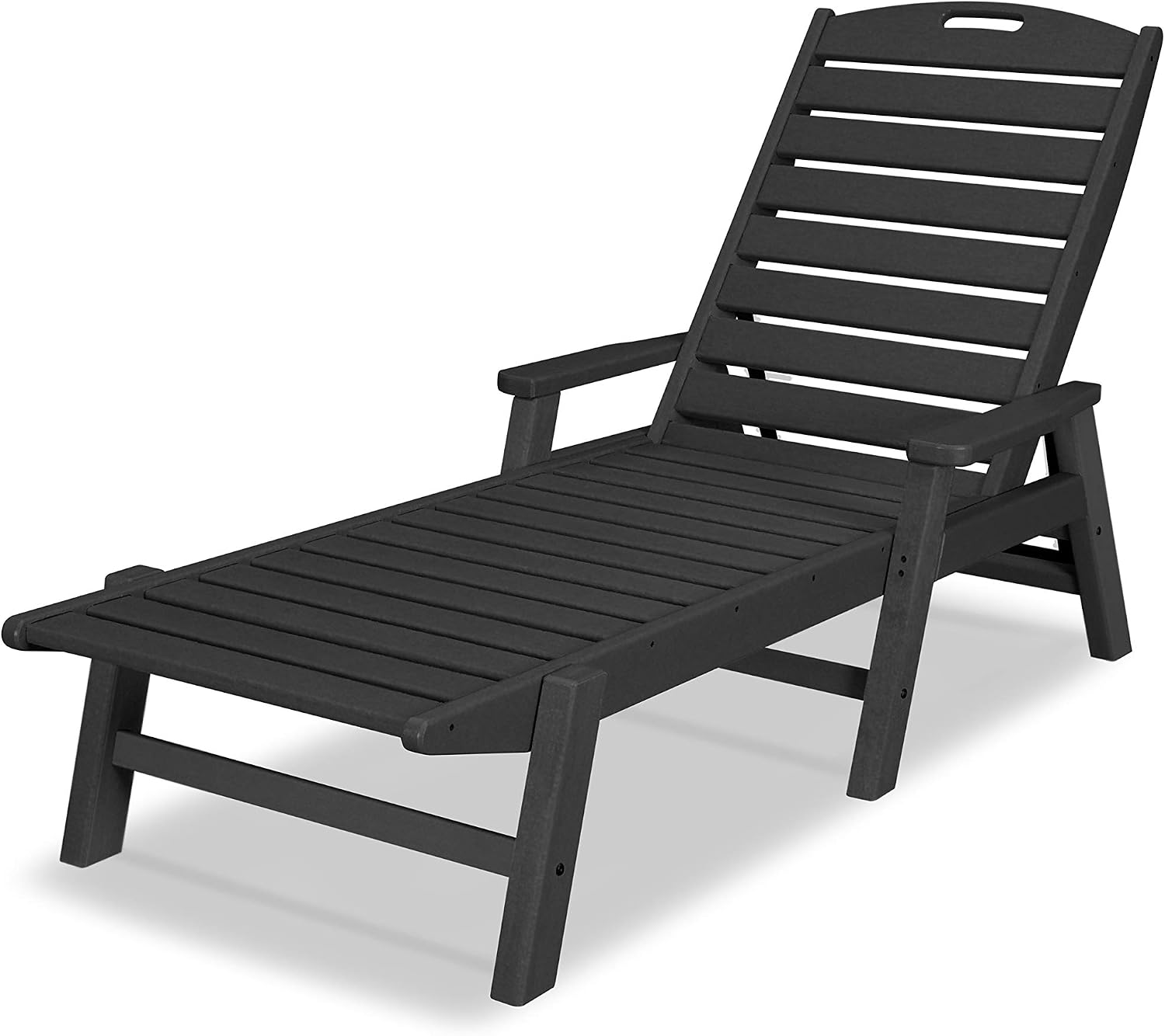 POLYWOOD Nautical Chaise with Arms, Black