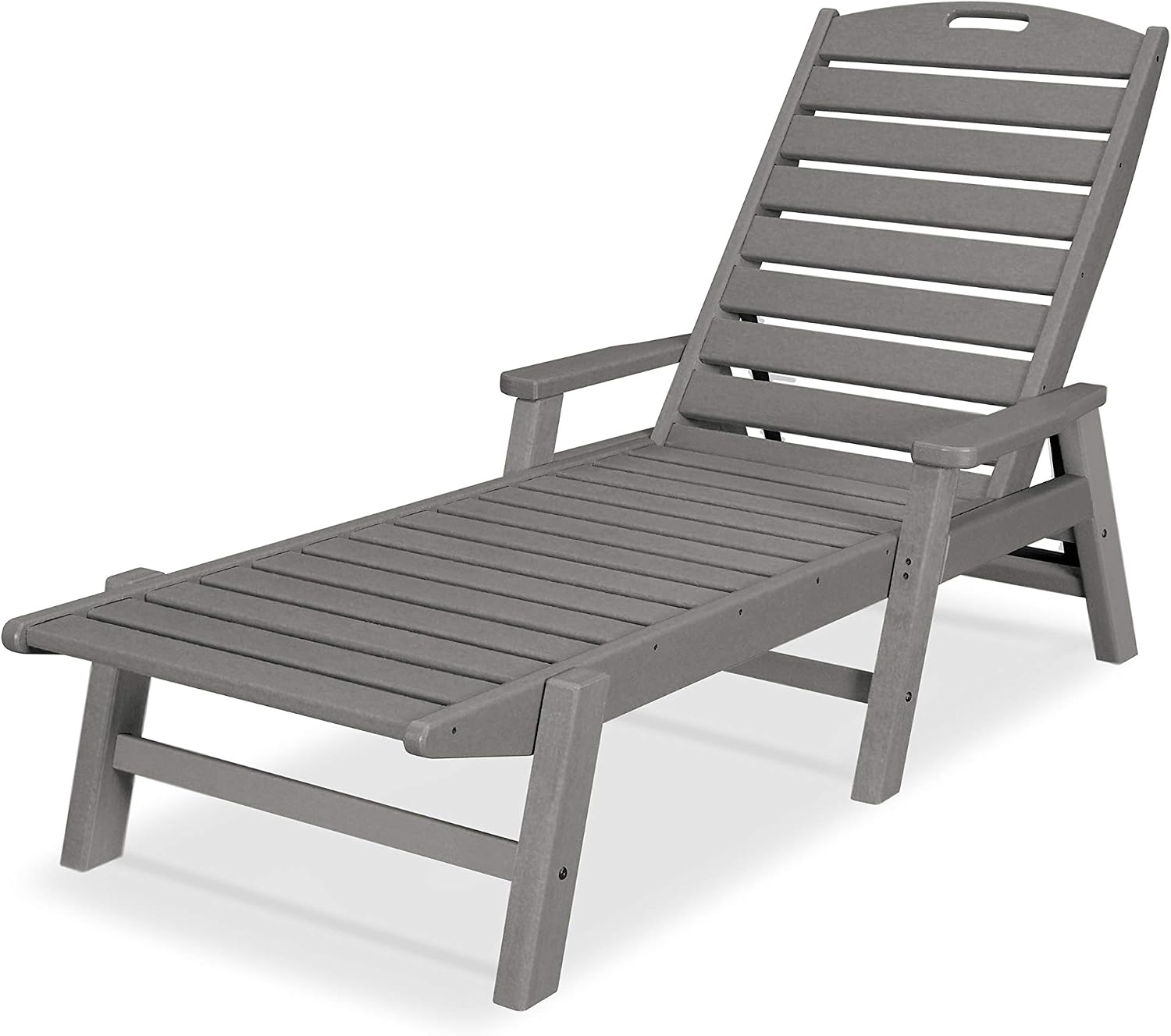 POLYWOOD Nautical Chaise with Arms, Slate Grey