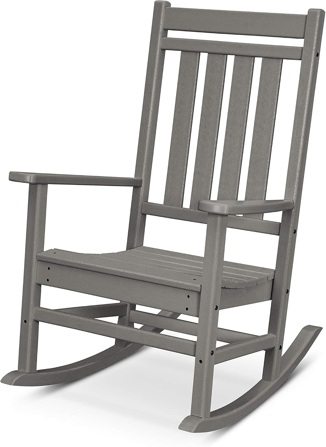 POLYWOOD Plantation Porch Rocking Chair, Heavy Duty HDPE Plastic Lumber, Adult Size, Outdoor Patio Deck Furniture – Slate Grey