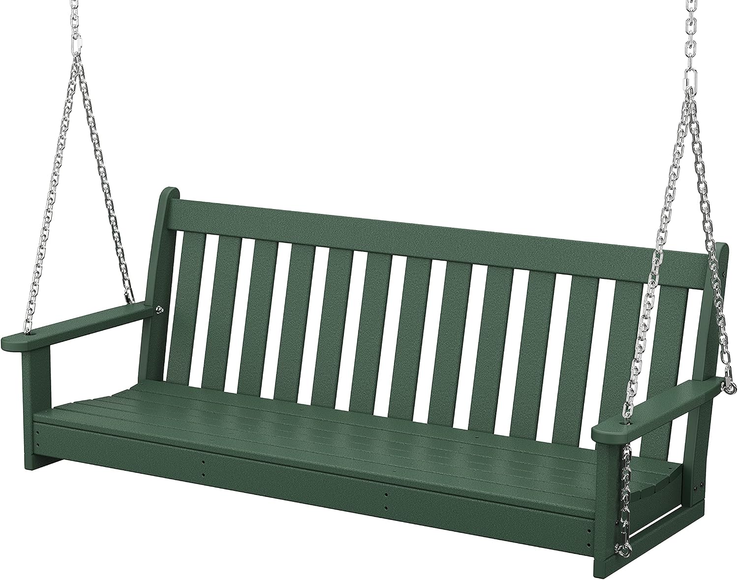 POLYWOOD Vineyard 5-Foot Porch Swing, Heavy Duty HDPE Outdoor Hanging Bench, Patio Swing for Adults Kids, Deck Garden Furniture – Green
