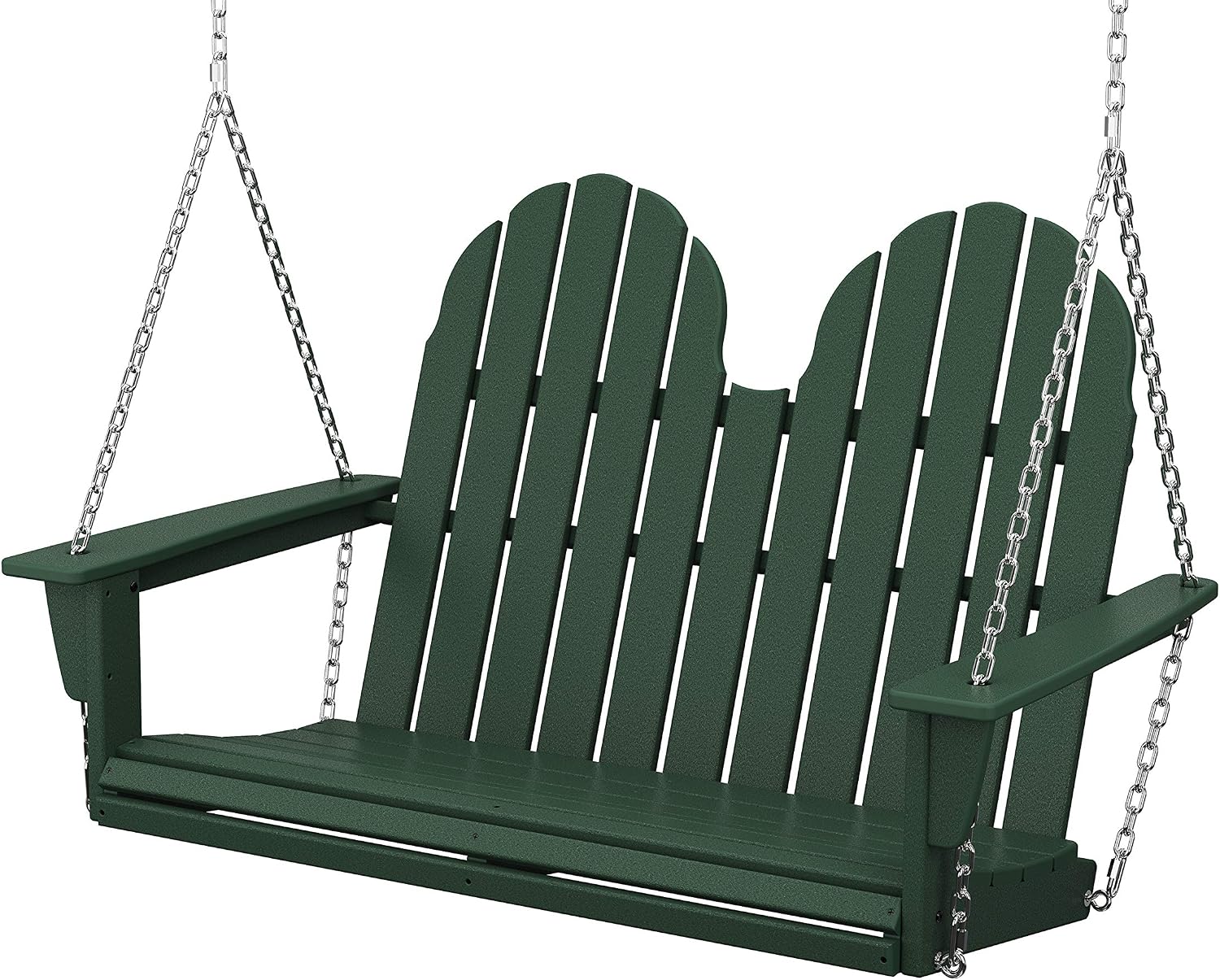 POLYWOOD Vineyard Adirondack Chair Wood Swing, Wooden Porch Swings Outdoor for Two – Green