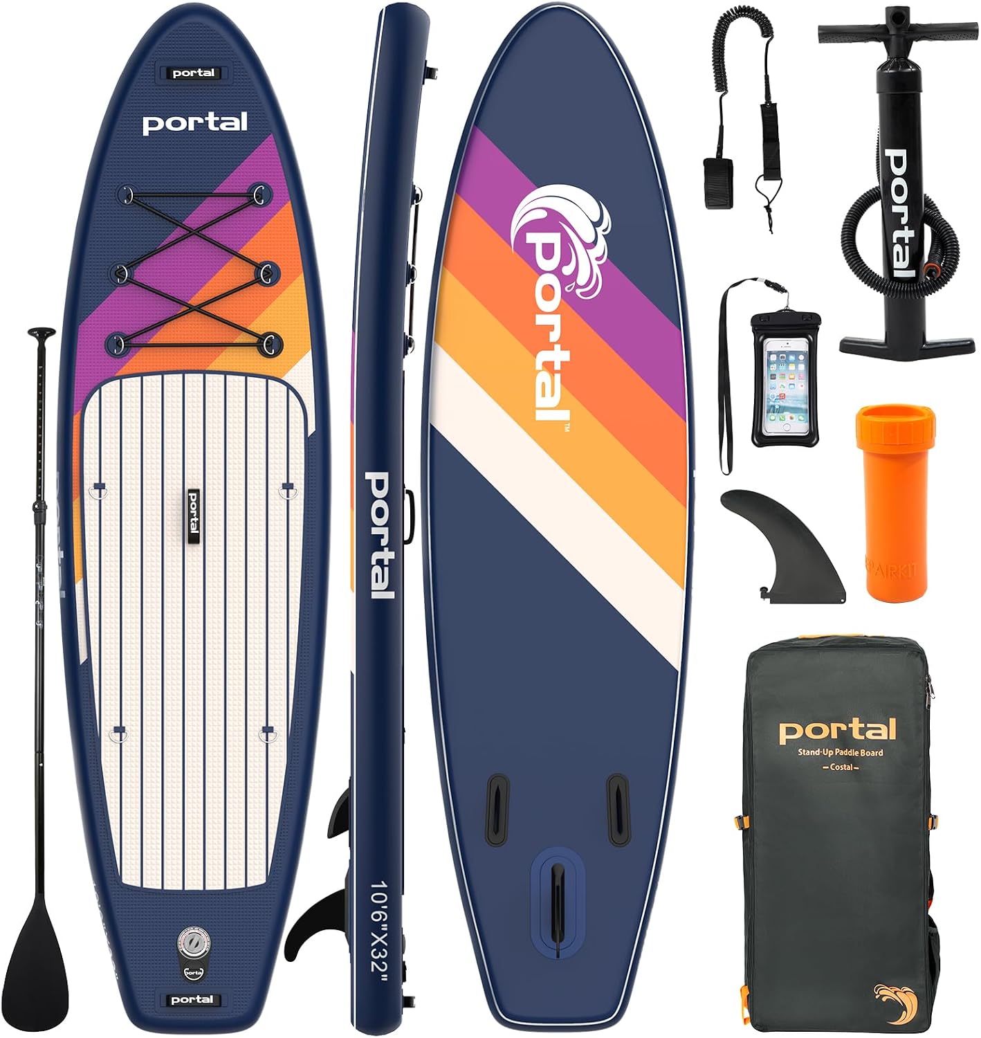 PORTAL Inflatable Paddle Board 10’6″ – Non-Slip SUP for Adults with Adjustable Paddle, Carry Bag & Repair Kit – PURPLE