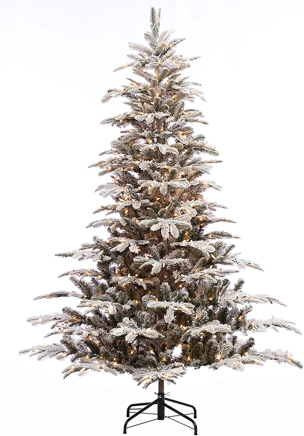 Puleo International 6.5ft Pre-Lit Flocked Aspen Fir Artificial Christmas Tree with 500 Clear Lights, 902 Realistic Dense Branch Tips
