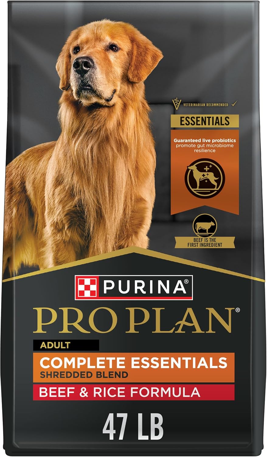 Purina Pro Plan High Protein with Probiotics Shredded Blend Beef & Rice Formula Dry Dog Food, 47 lbs.
