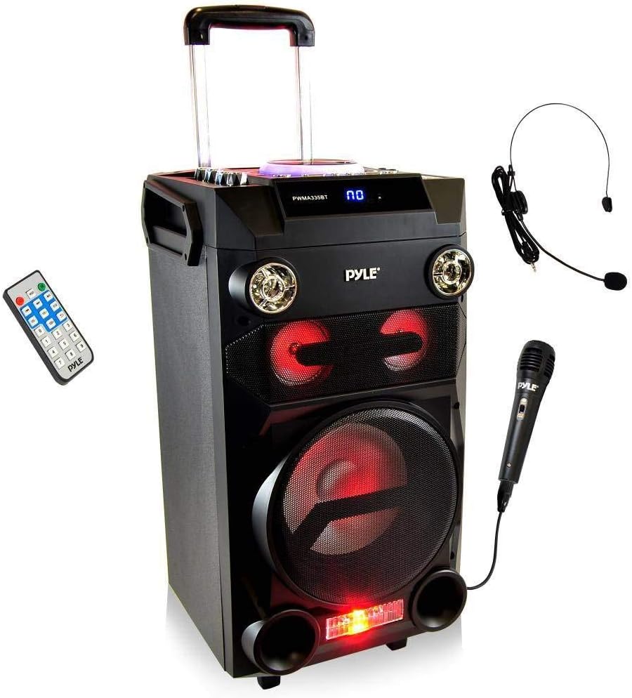 Pyle 8’’ Portable Bluetooth Karaoke PA Speaker System, Wireless Loudspeaker with Subwoofer