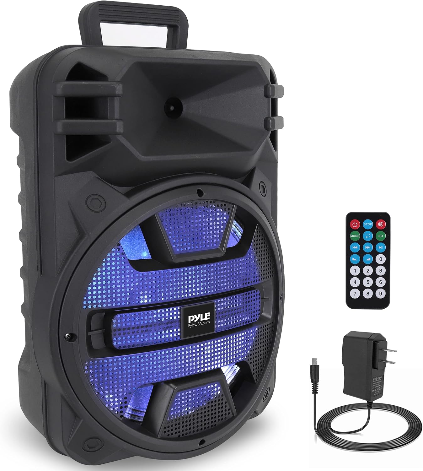 Pyle Bluetooth PA Speaker System 800W – Portable PA System w/ Microphone In, Party Lights, USB SD Card Reader, Rolling Wheels, Remote Control