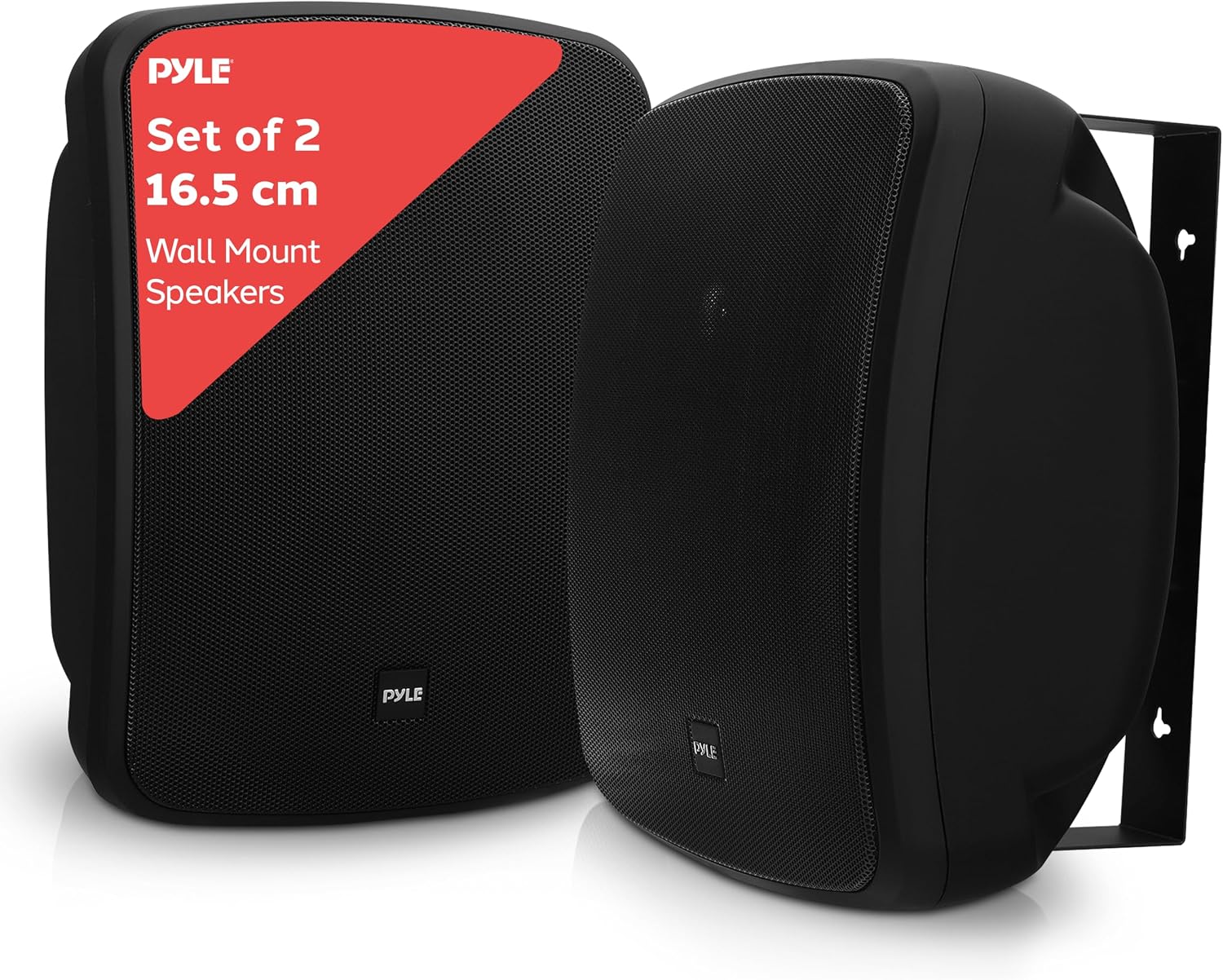 Pyle Outdoor Waterproof Bluetooth Speakers – 6.5” 2-Way Wall/Ceiling Mount Pair, Weatherproof, Heavy-Duty Grill – Black