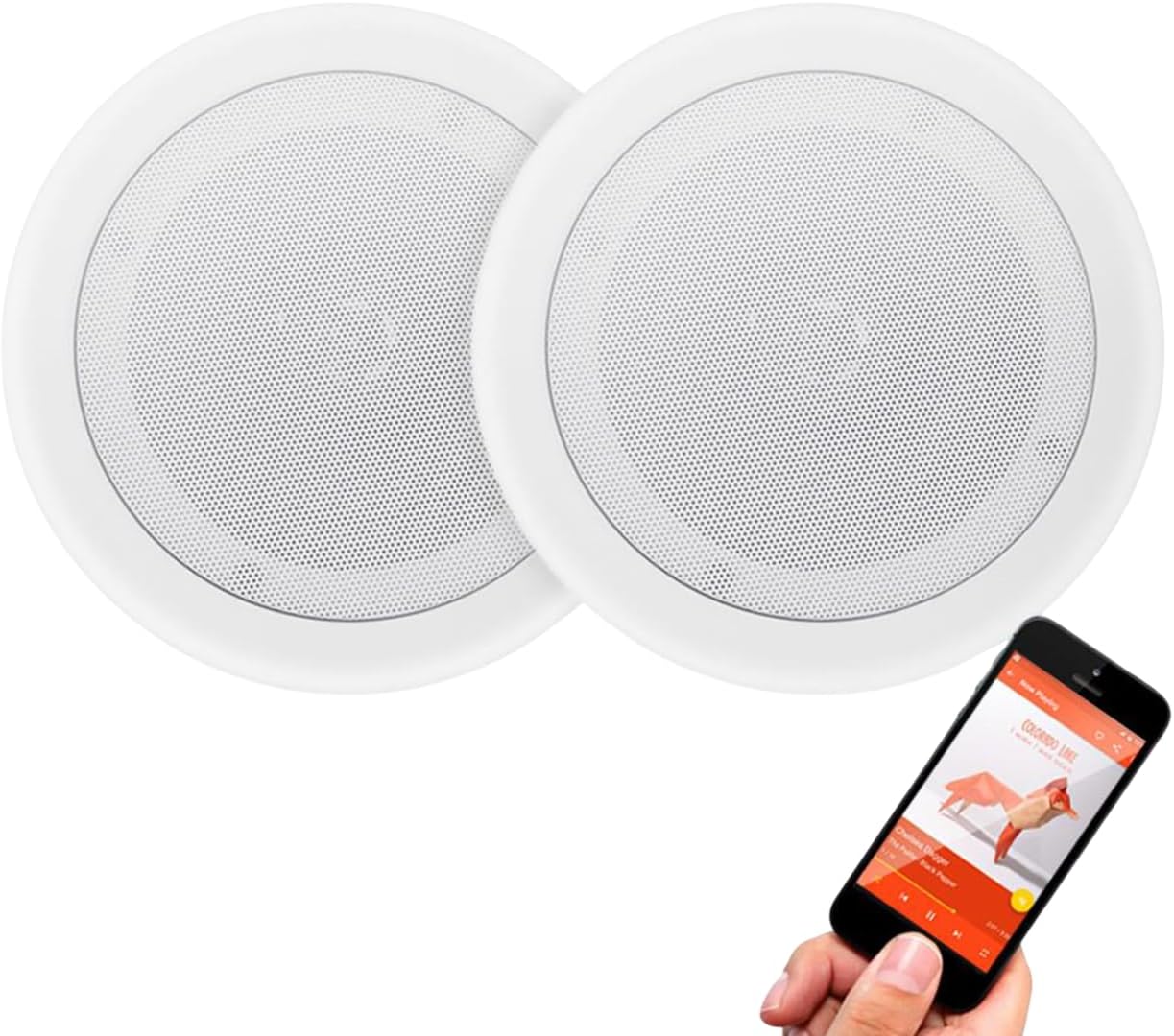 Pyle Pair 8″ Bluetooth Flush Mount In-wall In-ceiling 2-Way Universal Home Speaker System Spring Loaded Quick Connections, 250 Watts