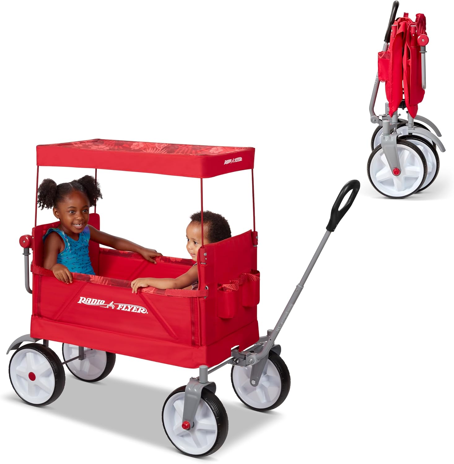 Radio Flyer Beach & Boardwalk Stroller Wagon for Kids Ages 1.5 + Years, Red – Beach Wagon with Big Wheels for Sand, Rolling Cart, Baby Stroller