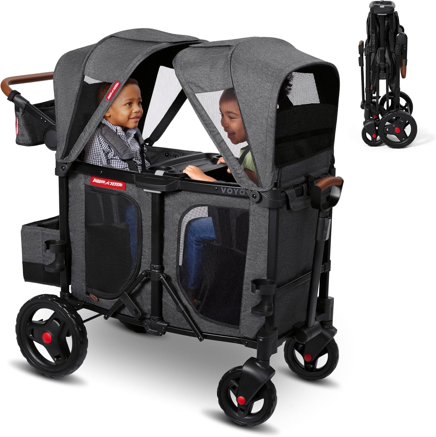 Radio Flyer Voya Stroller Wagon, Gray, for Ages 6+ Months, Baby Stroller, Wagon for Kids, Outside Toys for Toddlers 1-3