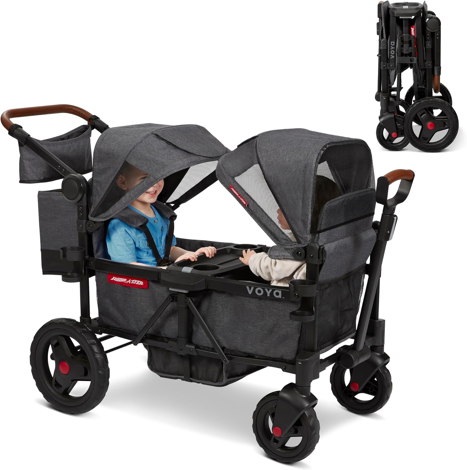 Radio Flyer Voya Stroller Wagon, Gray, for Ages 6+ Months, Baby Stroller, Wagon for Kids, Outside Toys for Toddlers 1-3