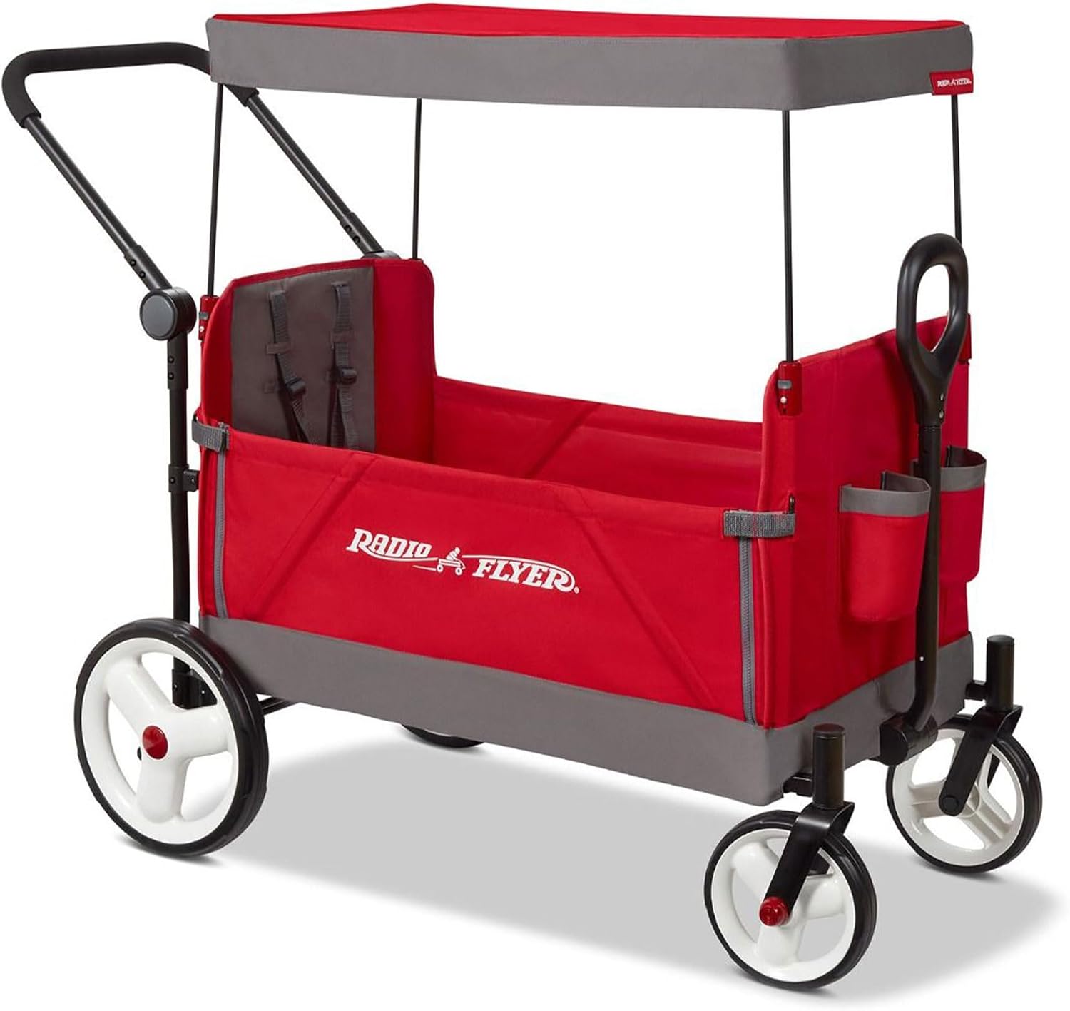 Radio Flyer Wagon for Kids, Baby Stroller, Outside Toys for Toddlers 1-3, Rolling Cart, Beach Cart with Wheels, Convertible Stroller Wagon, Red
