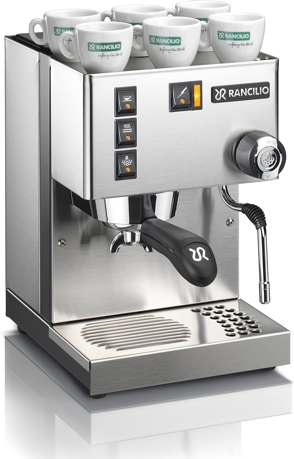Rancilio Silvia Espresso Machine, 0.3 liters, with Iron Frame and Stainless Steel Side Panels, 11.4 by 13.4-Inch